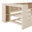 Lit plateforme simple en bois avec lit gigogne, tablettes de rangement, station de charge USB et tête de lit tapissier, crème-868725919-868725916