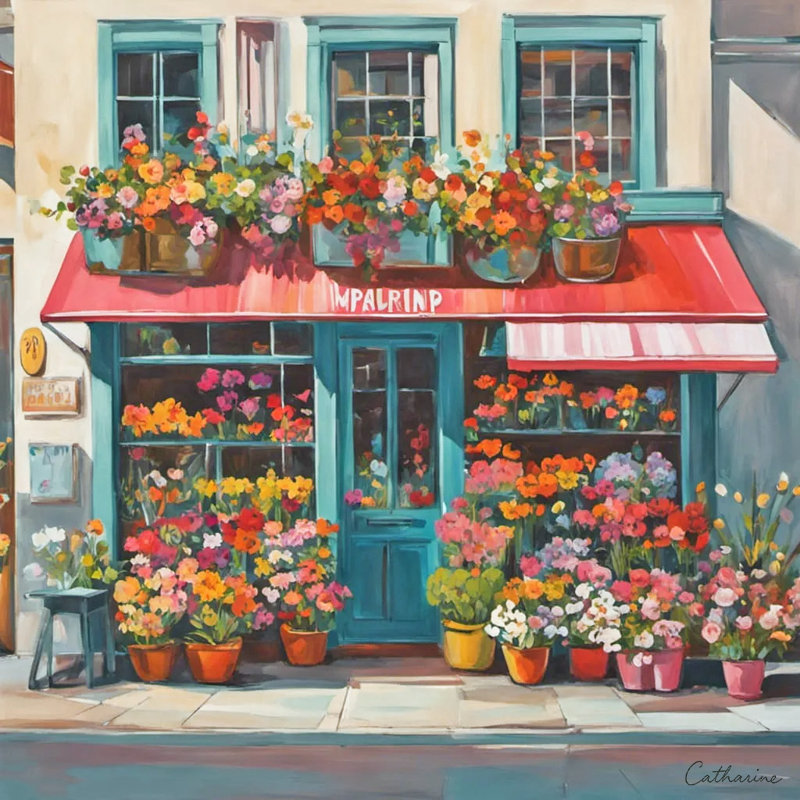 «Terrace Garden Harmony», art mural sur toile tendue, H 20 po x l 20 po