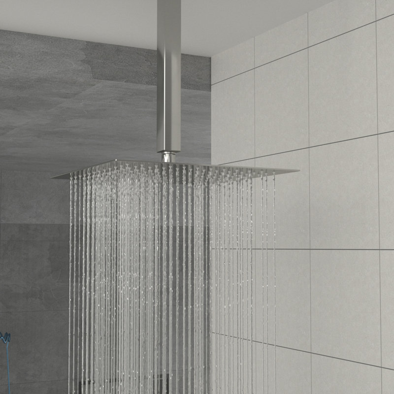 Rain Fixed Shower Head  (16 Inch Square, Brushed Nickel)