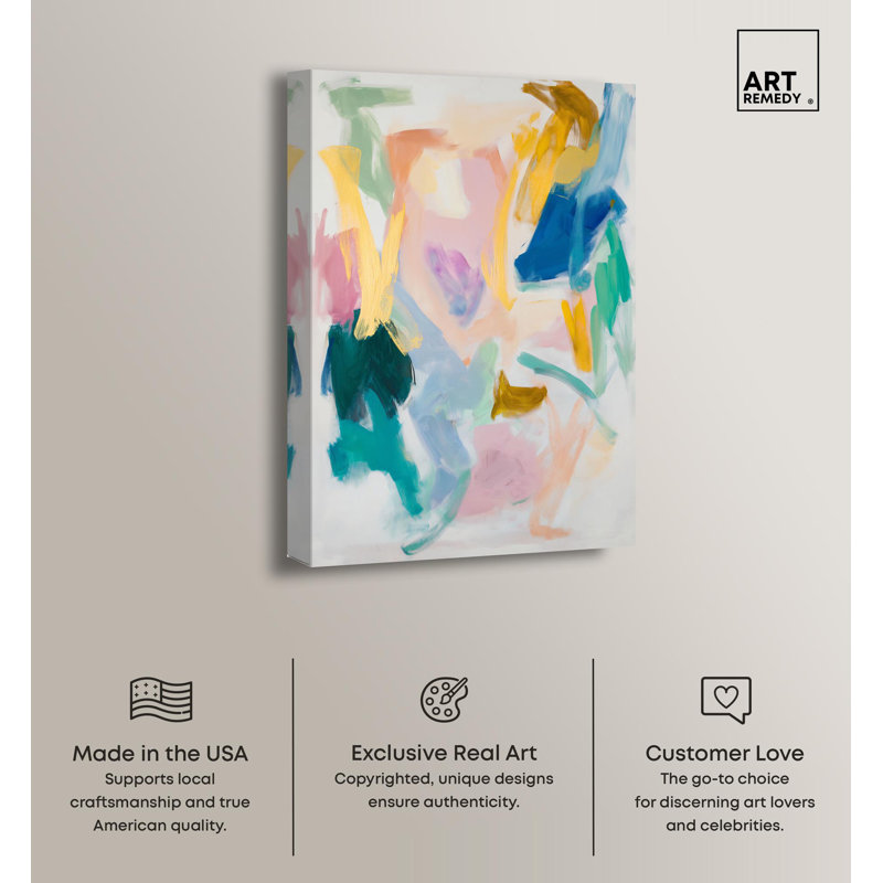 Brushstroke Bliss 10" x 15" Multicolor Canvas Abstract Art
