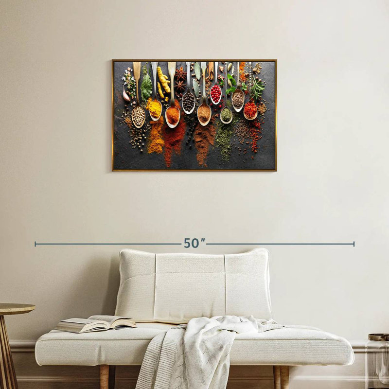Choix d'épices, Cadre flottant doré, 46 po x 31 po