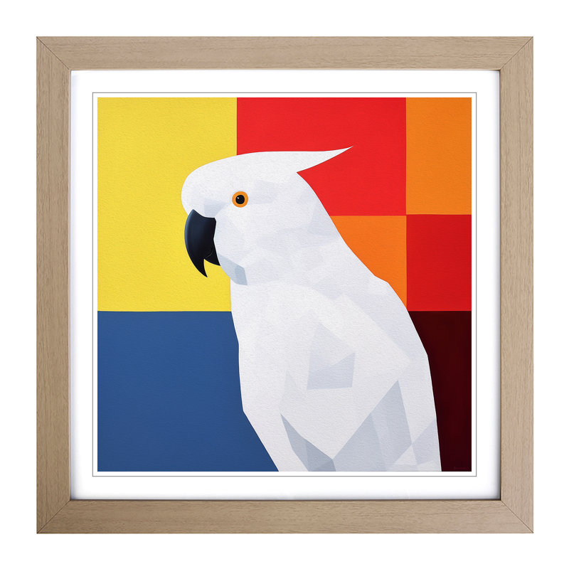 Cockatoo Suprematism - Framed Print, Oak