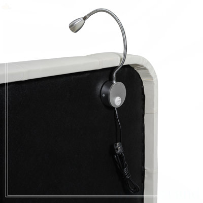 Grand lit plateforme tapissier avec 2 lampes de lecture