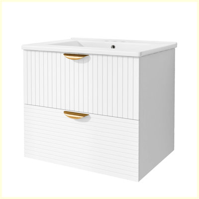 Meuble-lavabo mural moderne à 2 tiroirs