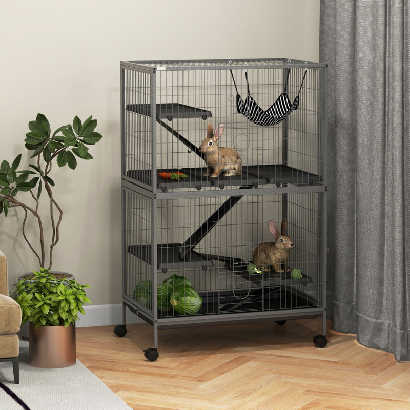 Small Animal Cages for Chinchilla Ferret Kitten on Wheels with Hammock Tray
