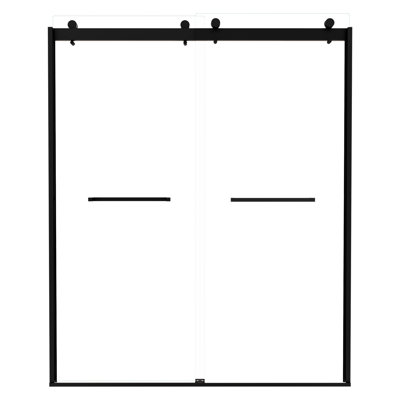 Bypass Shower Door With 5/16" Tempered Glass - Matted Black Finish 6074 Handle, Leakage, Easy To Clean, Sliding Nano Clean Collision