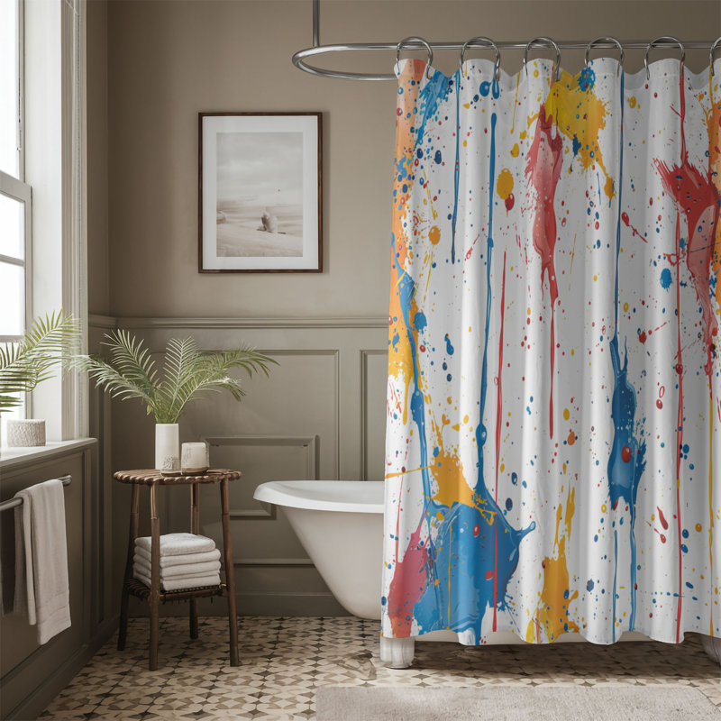 Rideaux de douche colorés - éclaboussures colorées, H 74 po x l 71 po
