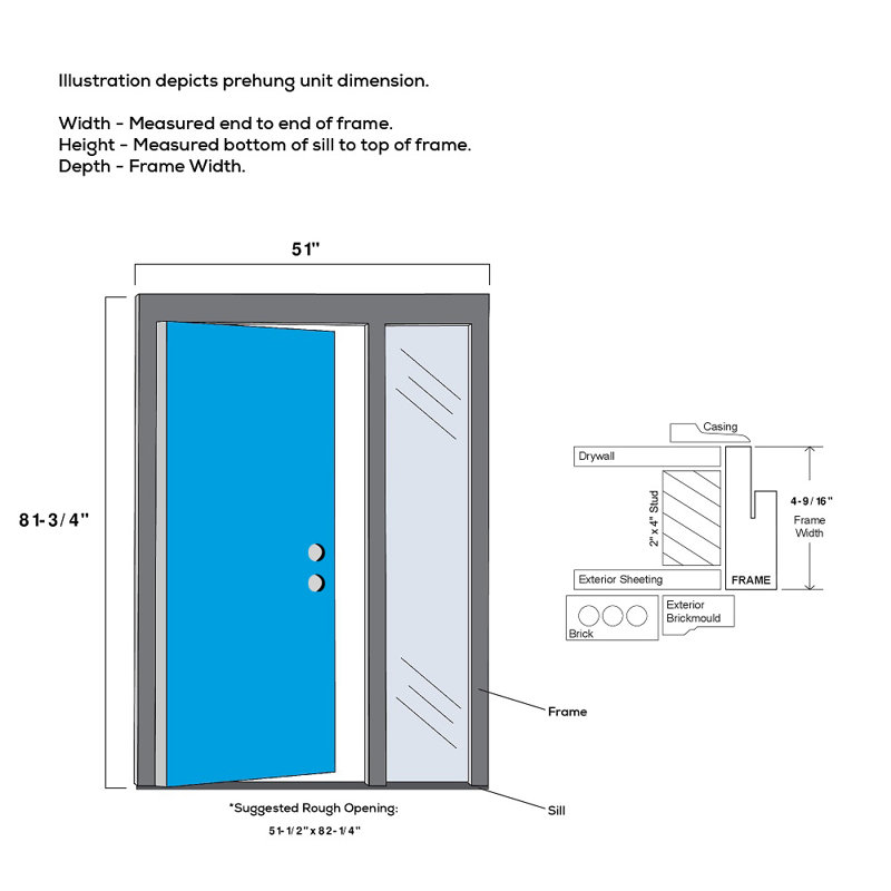 Portes d'entrée pré-suspendues avec projecteur Spotlight, Côté gauche, 53 po x 81,75 po