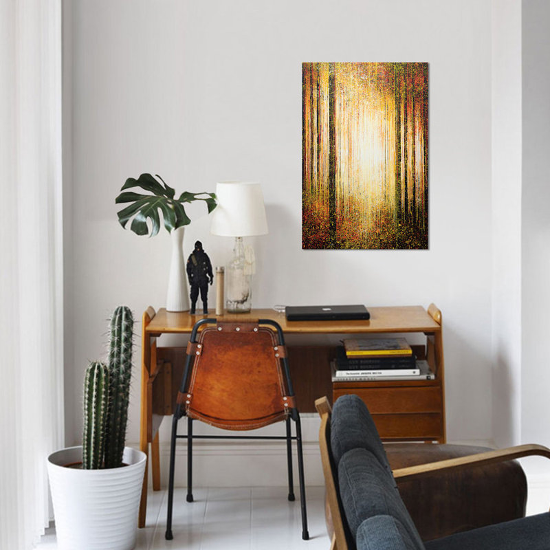 «Golden Light Through Trees», impression sur toile, H 12 po x l 8 po x P 0,75 po, Toile tendue, Pas de tapis