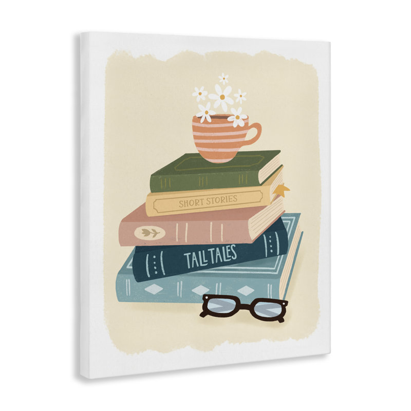 Pile de livres minimaliste avec toile en verre, design par Sandra Picco, H 20 po x l 16 po