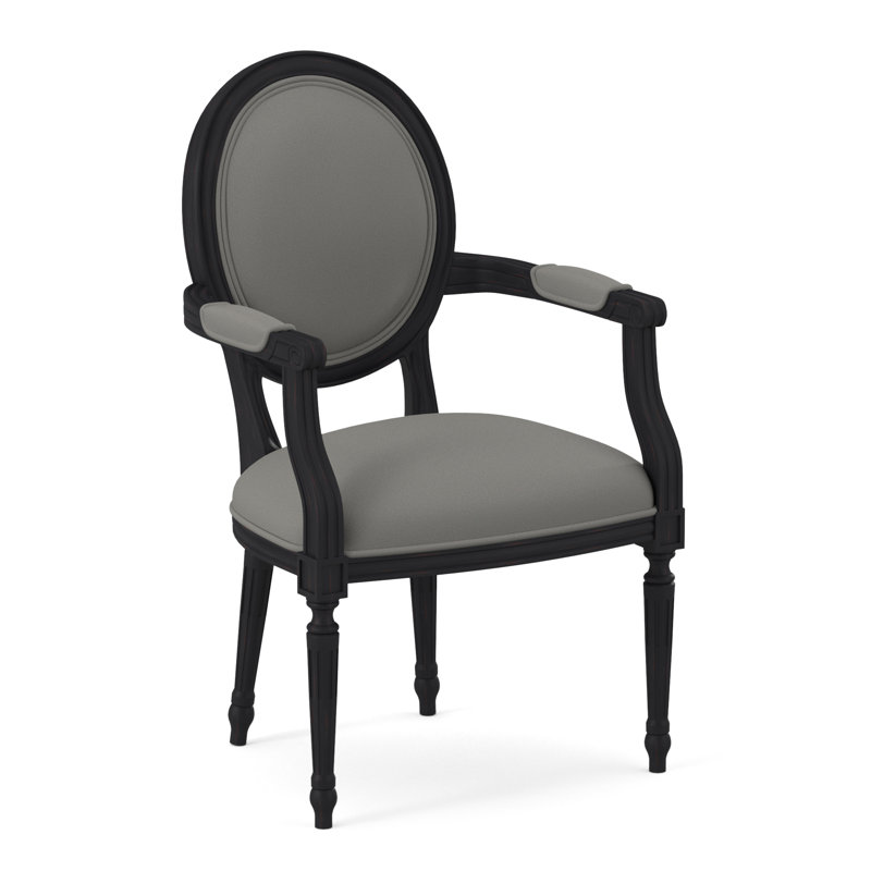 Chaise avec accoudoirs en tissu Dauphin, Ébène vintage, Ivoire pétillant