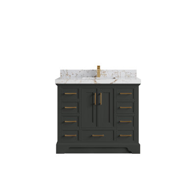 Meuble-lavabo simple 42 po avec plateau en quartz Charlotte