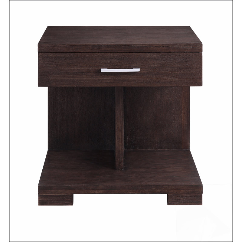 Table de bout Niamey, finition noyer, solutions de table de bout modernes, collection de tables de bout Compact