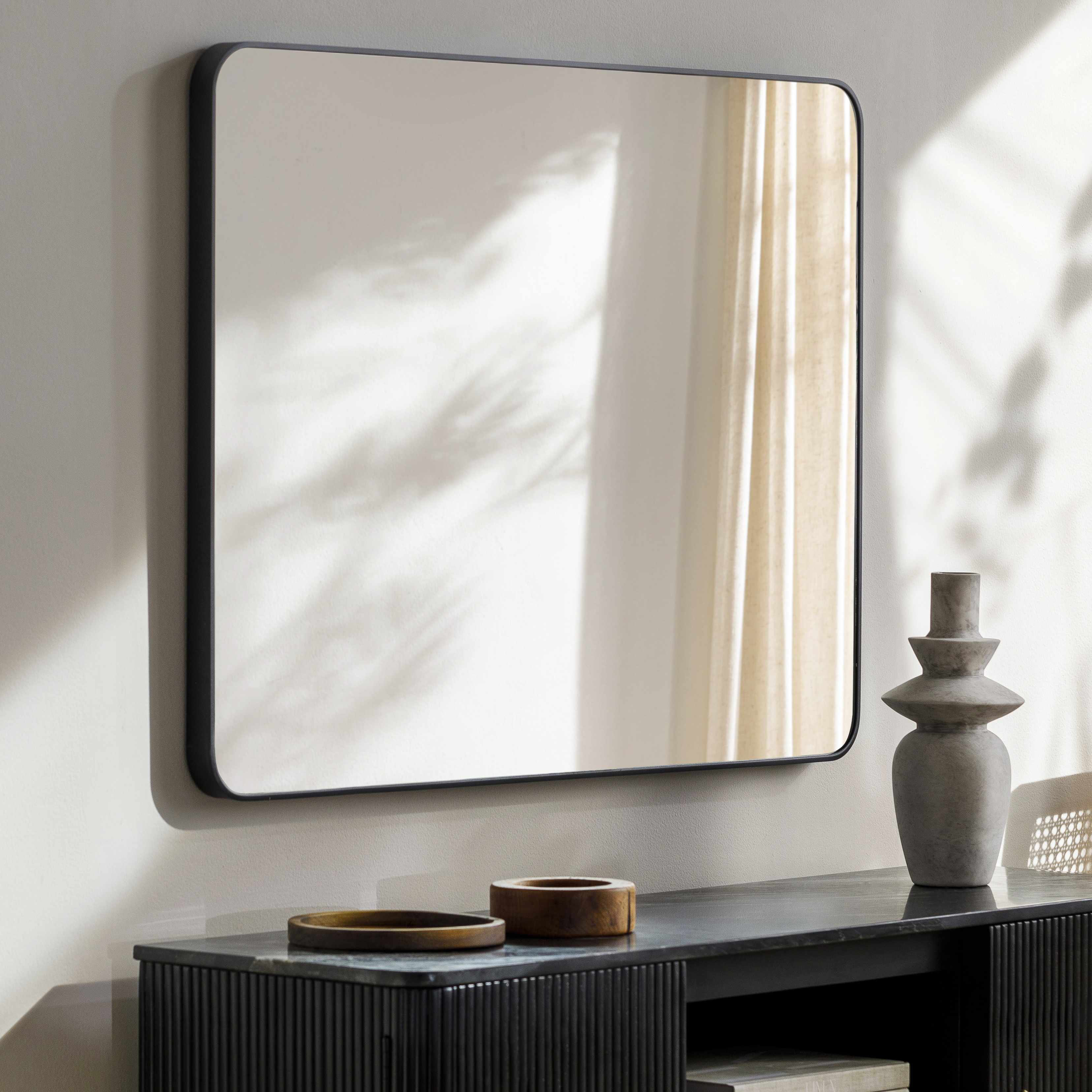 Destefano Metal Rectangle Wall Mirror Willa Arlo Interiors Size: 41 x 30 Finish: Black