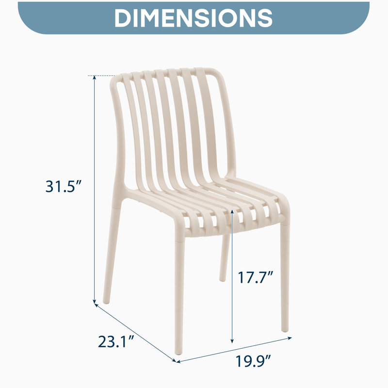 Chaise de salle à manger d'extérieur empilable, Blanc