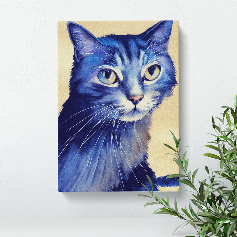 Cat Watercolour No.3 - Wall Art, Wrapped Canvas, 60cm H x 40cm W x 3cm D, No Matte