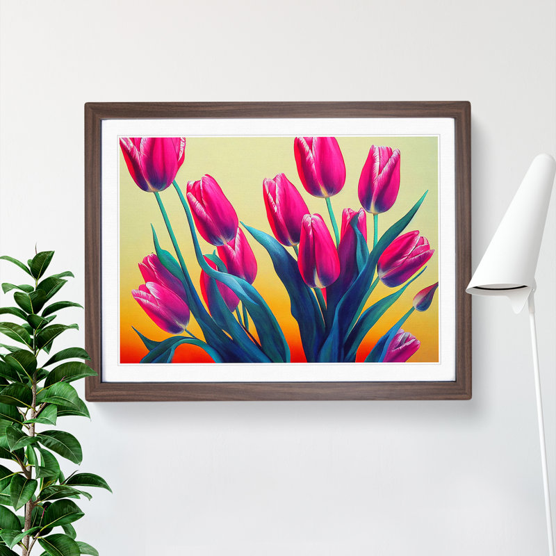 Evocative Tulip Flowers - Framed Print, 34cm H x 46cm W x 2cm D, Walnut