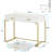 40” White And Gold Computer Desk With 2 Drawers, Modern Home Office Desk, Compact Writing Table, Vanity Desk For Small Spaces, Metal Frame, Minimalist Style