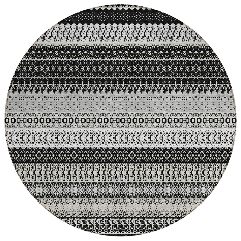 Tapis noir rond 8 po