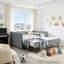 Lit de jour avec couchette, port USB et adorable tissu en forme de vague-1790448167