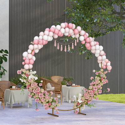 Outsunny 222cm Gold Tone Wedding Arch, Round Backdrop Stand