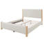 Base de lit tapissier moderne avec tête de lit capitonnée et pieds en bois massif Mid-Century-784949294