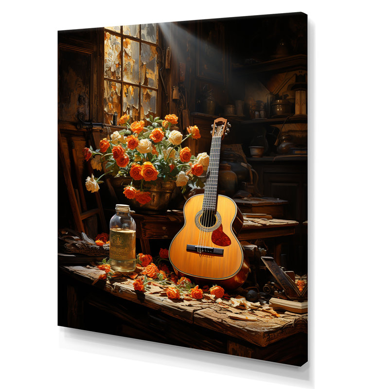 Guitare Country Country en brun rustique, Toile tendue, H 44 po x l 34 po x P 1,5 po
