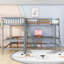 Lit mezzanine simple en bois en L avec bureau intégré et échelle, conception peu encombrante-444631725