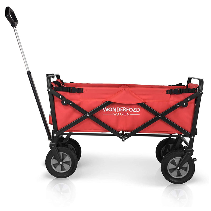 Wonderfold Pull/Push Collapsible Utility Folding Wagon With Wide Tires, Red