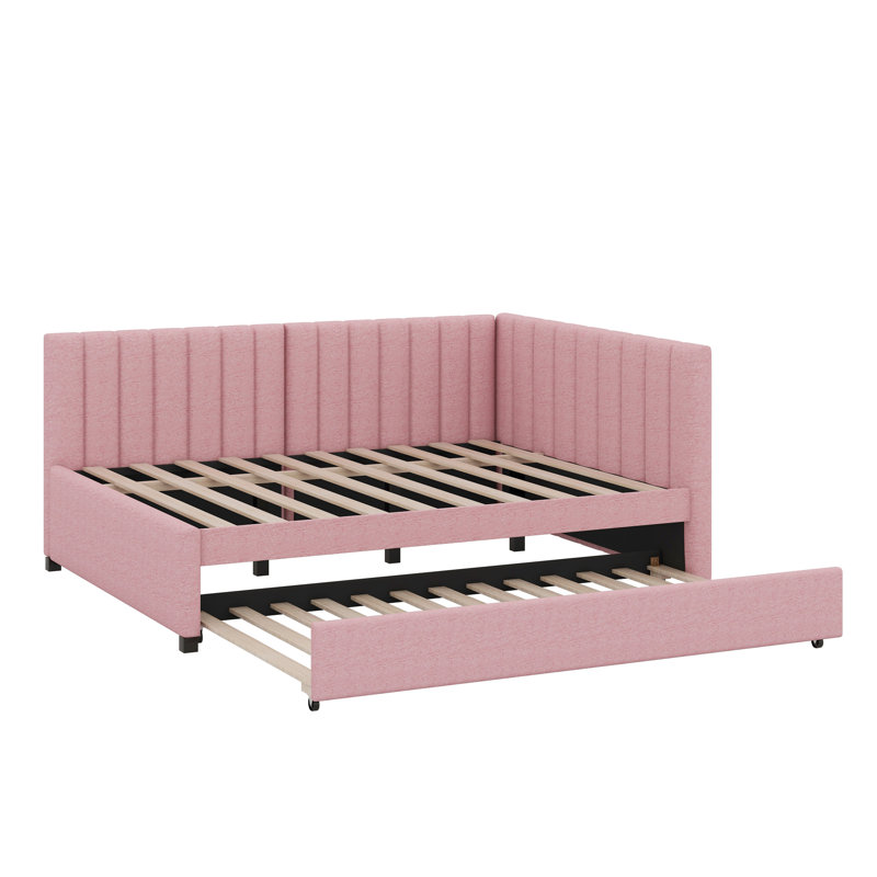 Lit de jour rembourré avec couchette, Rose