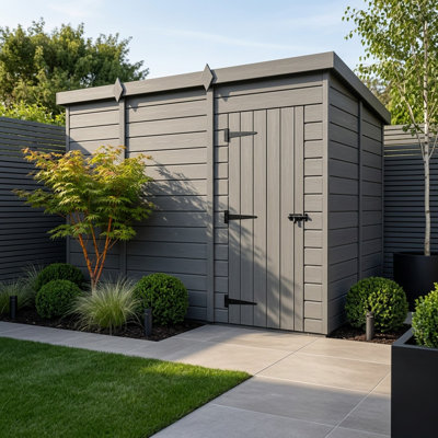 Total Sheds 11ft x 9ft Composite Pent Garden Shed - Single Door - No Windows - EPDM Rubber Roof - UK Manufactured