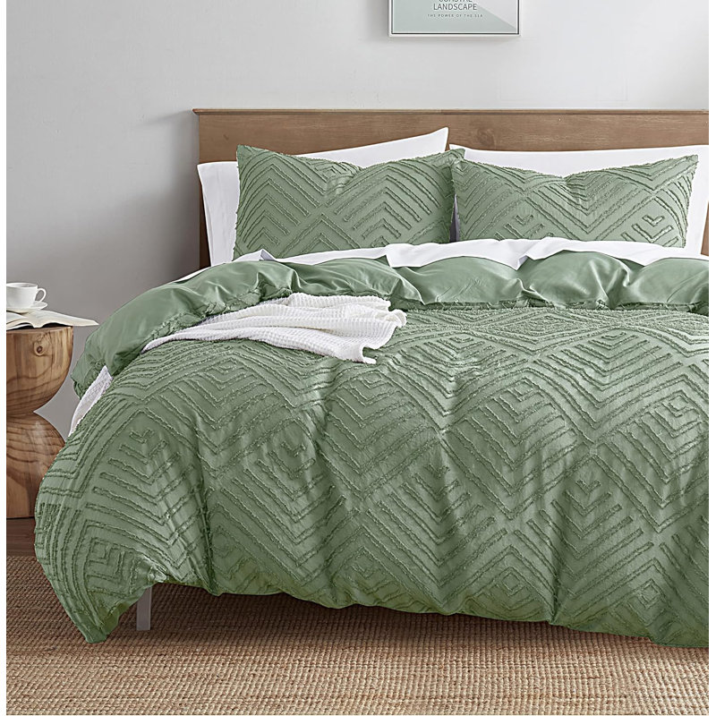 Ensemble de housse de couette toutes saisons avec insert et taies décoratives Soft, Grand lit, Vert