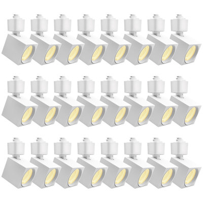 Luxrite 2 po Rail d'éclairage à DEL 5CCT, CRI90, 10 W, 800 lumens, inclinaison réglable de 358 ° + 90 °, têtes d'éclairage de type H, à intensité variable, ETL, paquet de 24 carrés blancs