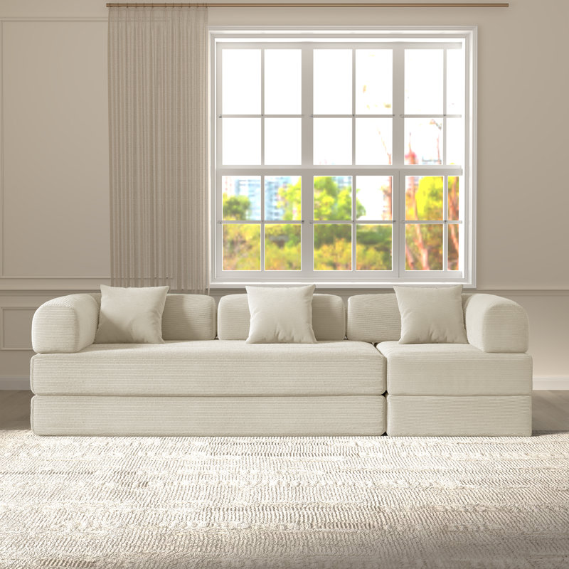 Jordan 2-Piece No-assembly Sleeper Sofa Bed With Sleeper Chair, Beige