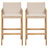 Marcella Wood Outdoor Barstool, Teak Finished Wood With Beige Cushion, Set Of 2