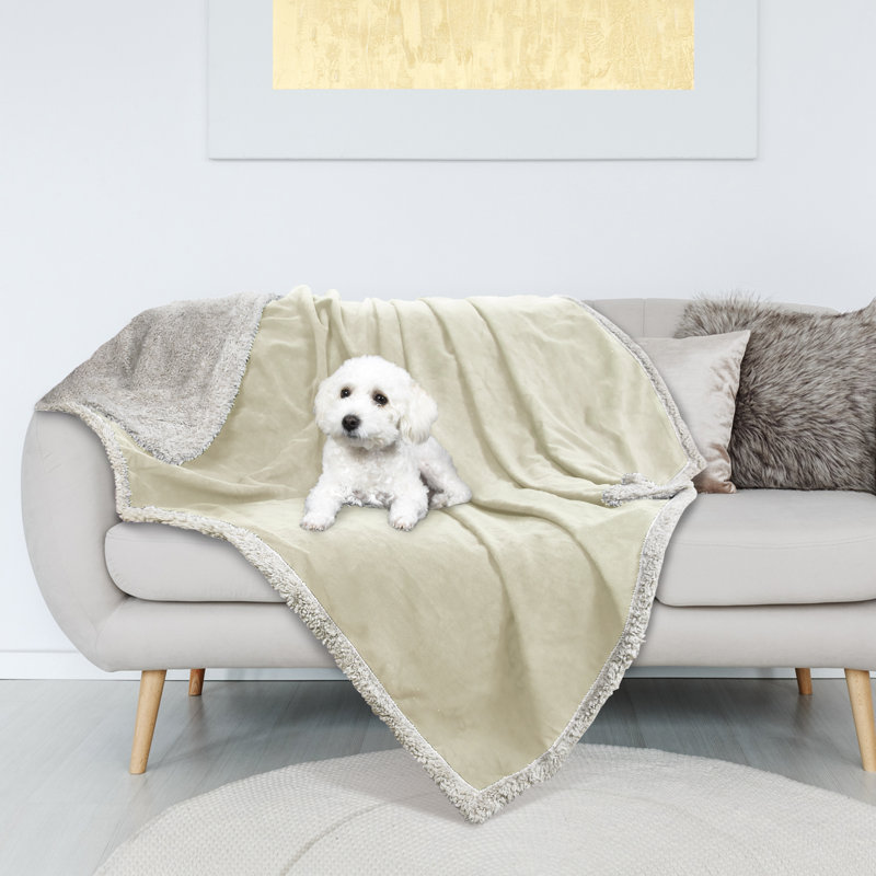 Catalonia Reversible Waterproof Fleece Sherpa Throw Blanket, 50x60 inch