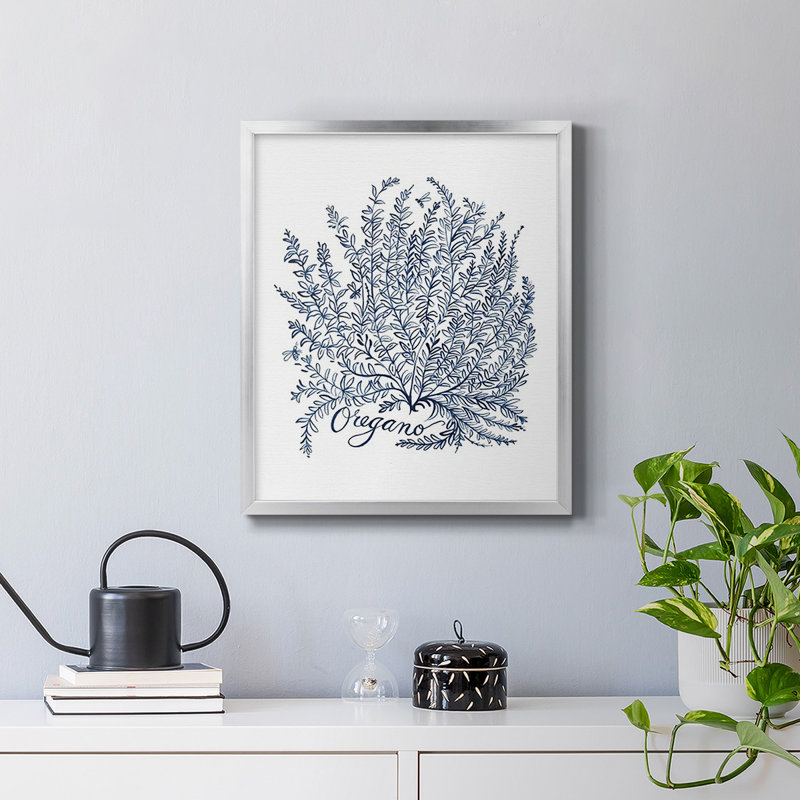 Toile encadrée de qualité supérieure Summer Herb Garden Sketches II - prête à être accrochée, Argent, H 24 po x l 20 po