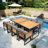 18-Piece Acacia Wood Patio Set with Cushions – Space-Saving Outdoor Dining for 8-1207310591