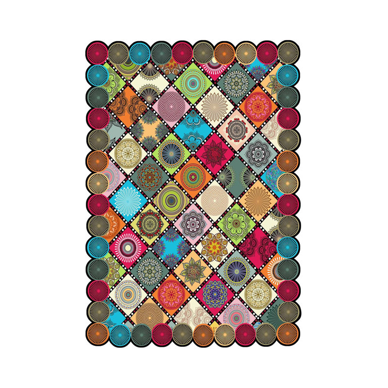 Stylish Hall Carpet (3.3 x 4.9 ft), 100% Polyester, 0.3 in Pile Height | Antibacterial, Non-Slip PVC Dot Underside | Woven Design with 3D Digital Printing | Machine Washable, Perfect for Home Décor & Comfort