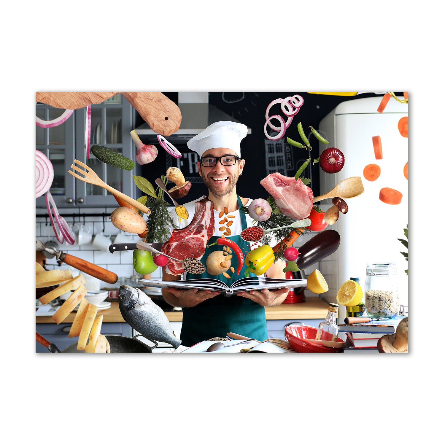 canvas geeks cooking kitchen café - wrapped canvas... Brayden Studio Cook Recipes - Wrapped Canvas Art Prints | Wayfair.co.uk