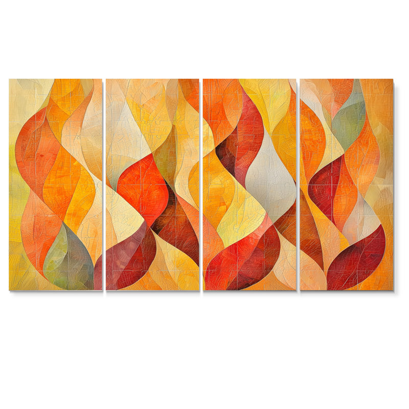 Noya - Ge - feuille géométrique, décoration murale - art mural moderne, 4, H 28 po x l 48 po