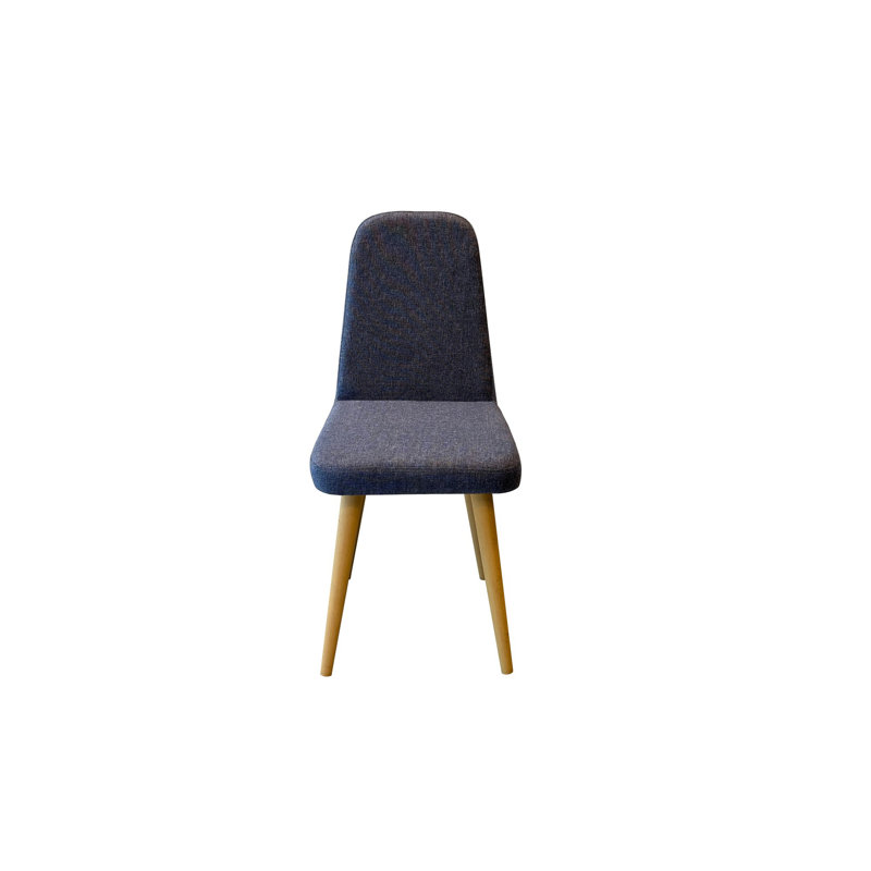 Modern Scandinavian Chair, Dark Blue & Oak, 16.1 x 33.9 x 15.0 inches | 100% Linen Fabric & 100% Melamine Coated Particle Board | Stylish Design with 15.7-inch Seat Height, Perfect for Home & Office Spaces
