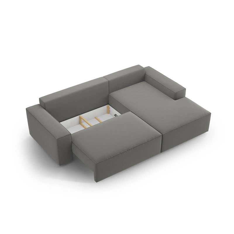 Alisbha 2 Seater Velvet Sofa Bed, Light Grey