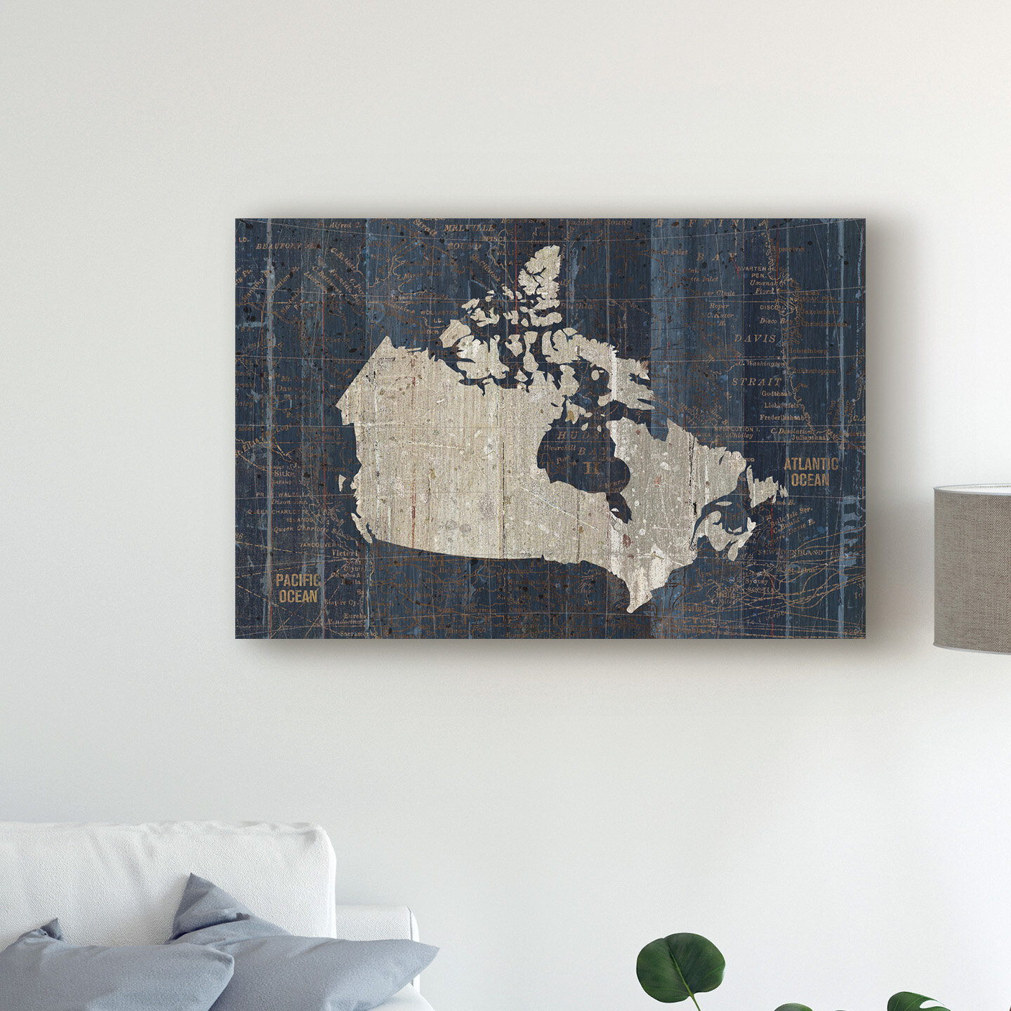 Bless international Old World Map Blue Canada On Canvas by Wild