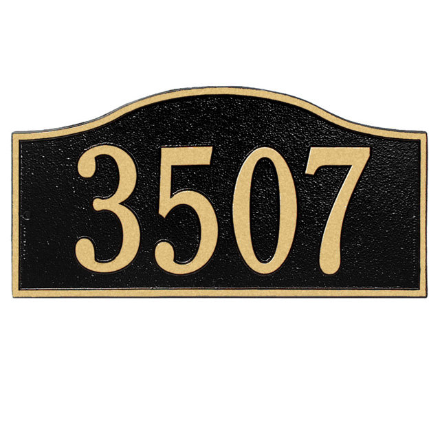 Rolling Hills 1-Line Wall Address Plaque, Black/Gold, Yes