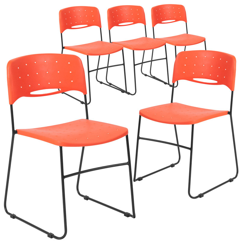 Ensemble de chaises empilables sans bras Laduke, Orange