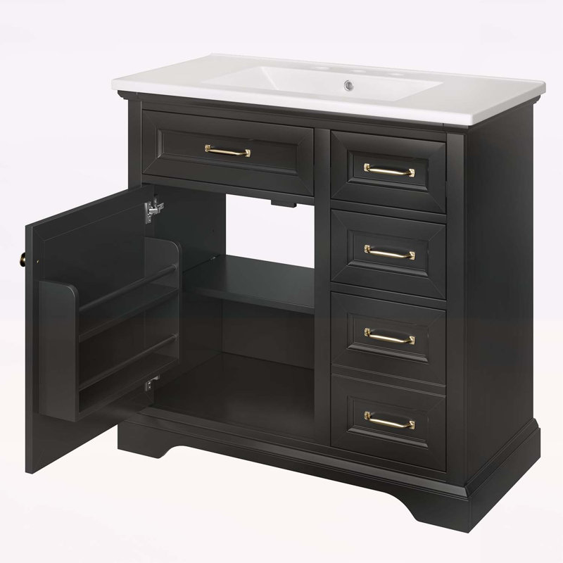36" Bathroom Vanity with Sink, Black
