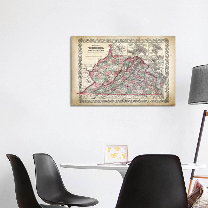 West Virginia Map by PatentPrintStore - Wrapped Canvas Print, 101.6 cm H x 66.04 cm W x 1.91 cm D