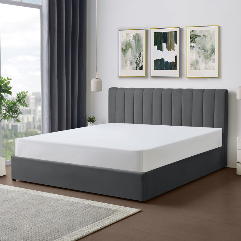 Evelynne Fabric Ottoman Bed Frame with Storage - , Super King (6'), Dark Grey