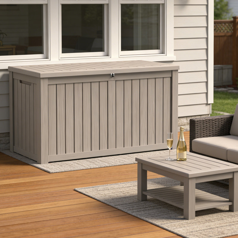 PawsomePad 180 gallons Boîte de rangement en résine brun clair pour l'extérieur intérieur, Brown